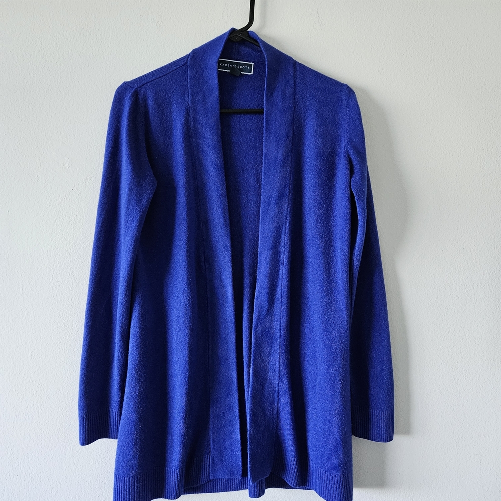 🩵💙Karen Scott Royal Blue Women's open front Cardigan size small💙🩵